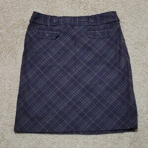 Anne Taylor Purple Cream Plaid Skirt with Pockets and Belt Loops Size 6